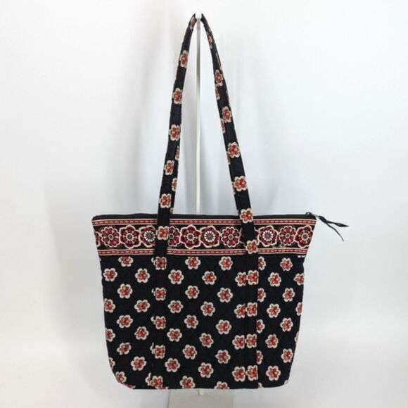 Vera Bradley Black Red Floral Retired Audrey Pirouette Zip Tote Shoulder Bag - Picture 1 of 9